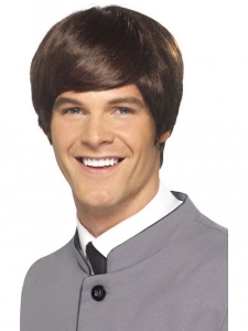 1960's 1970's sgt pepper Short Mod Brown Beatles style Wig Fancy Dress 