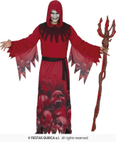 Mens red Reaper Robe Halloween Fancy Dress Costume