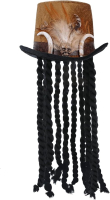 Adults Black Witch Doctor Top Hat with dreadlocks